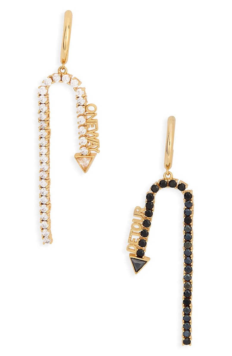 Kate Spade New York new york minute mismatched earrings, Main, color, Black/ White