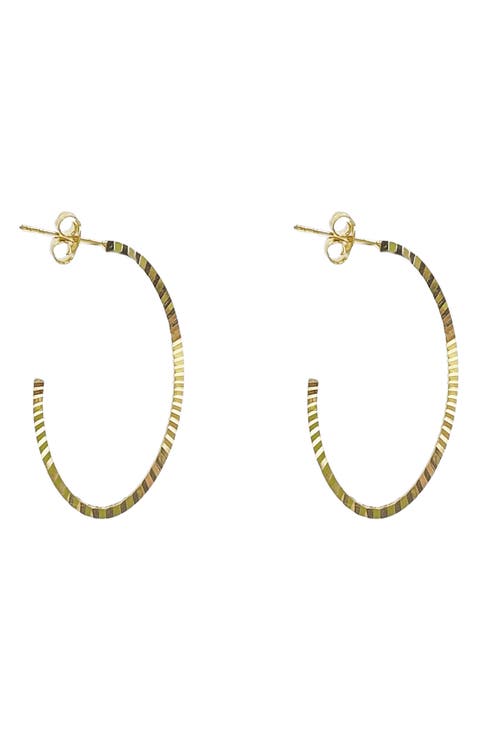 Diamond Cut Oval Hoop Earrings