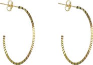 Argento Vivo Sterling Silver Diamond Cut Oval Hoop Earrings