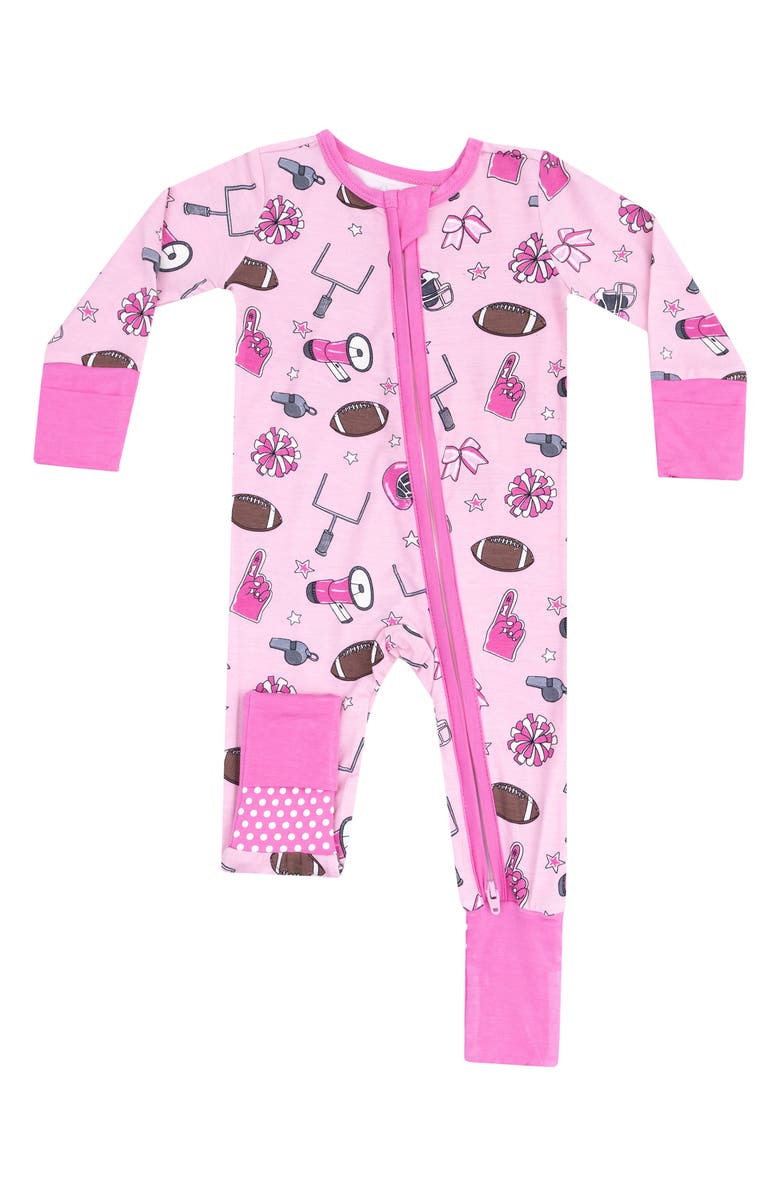 Angel Dear Game Day Convertible Zip Romper, Main, color, Light Pink/ Dark Pink