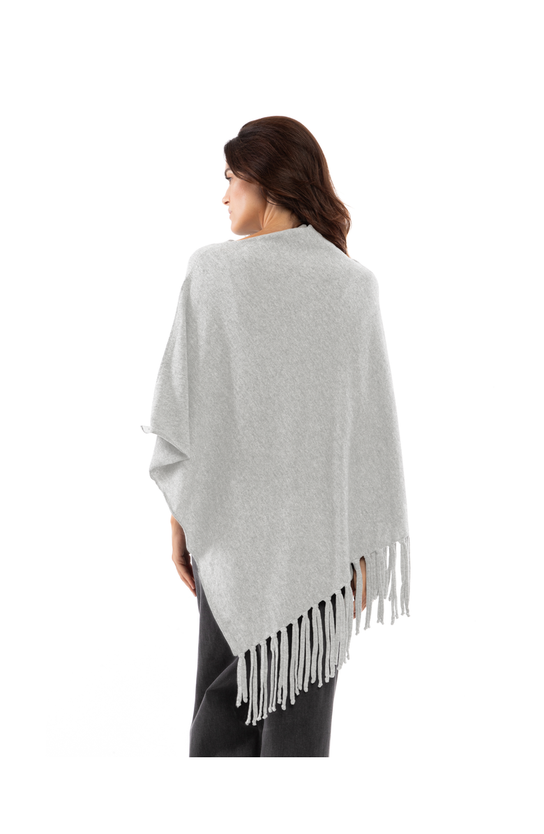 Monticelli Cashmere Pure Cashmere Poncho with Fringes, Alternate, color, Light Gray