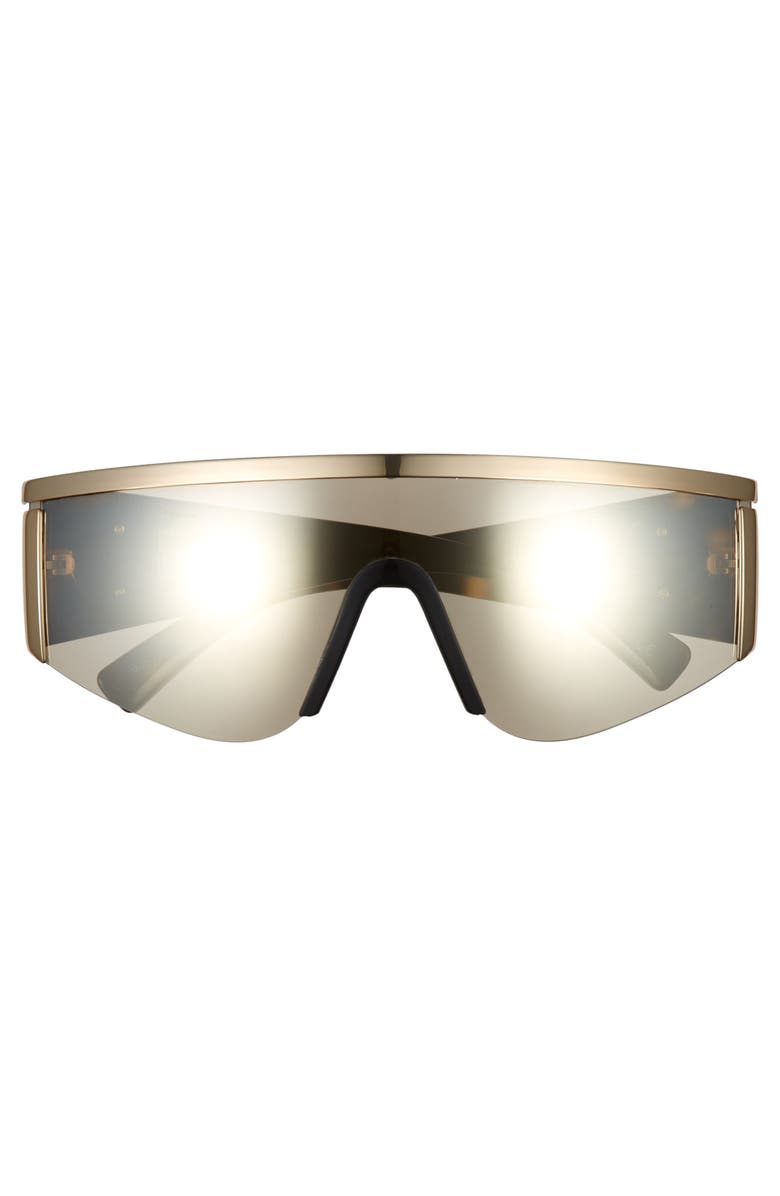Versace Tribute 147mm Shield Sunglasses, Alternate, color, Gold Mirror
