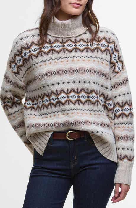 Barbour Helen Fair Isle Wool Blend Turtleneck Tunic Sweater