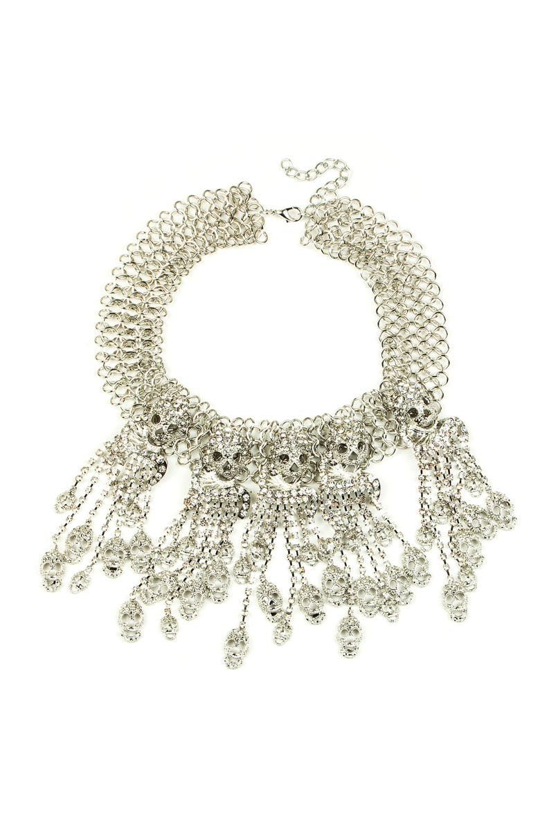 EYE CANDY LOS ANGELES Luna Skull Statement Necklace, Main, color, 