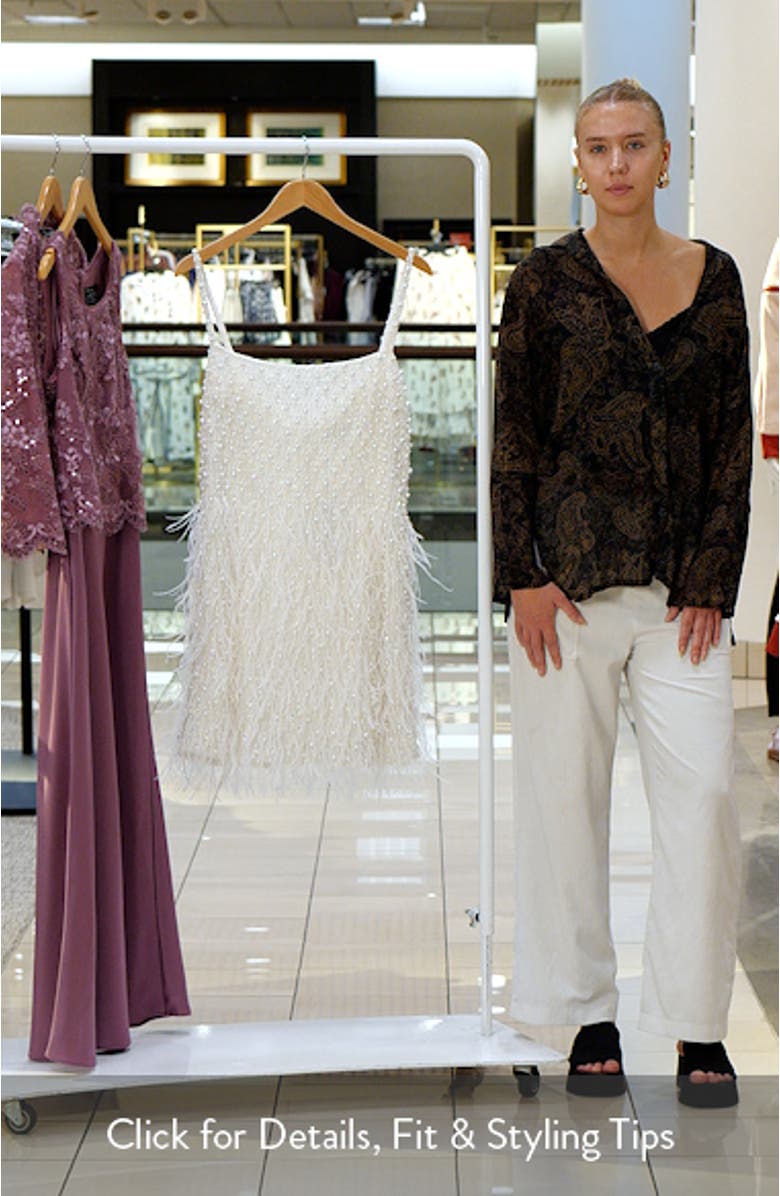 Carrie Feather & Bead Cocktail Minidress, sales video thumbnail