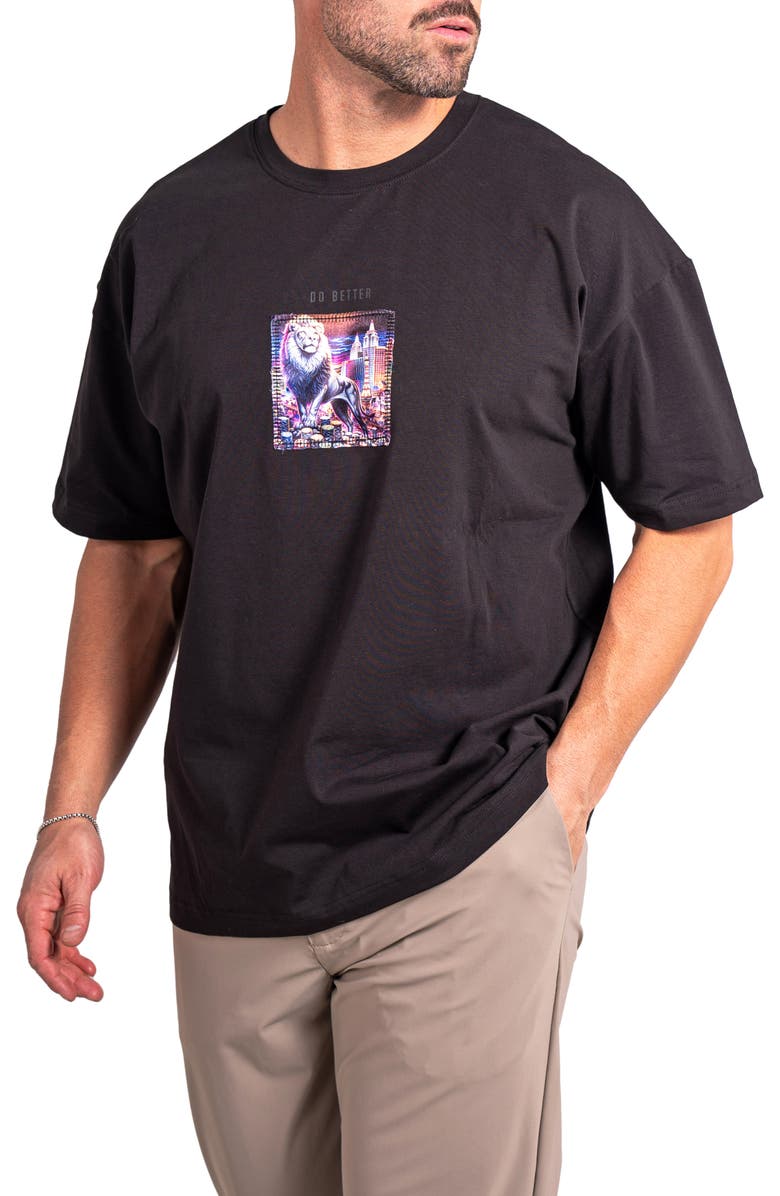 Maceoo Ascension Better Appliqué Cotton Graphic T-Shirt, Alternate, color, Black