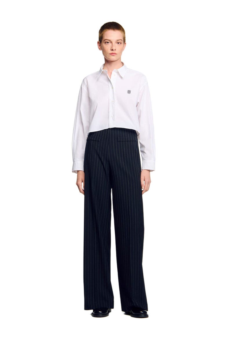 Chalk-striped trousers, Alternate, color, Black