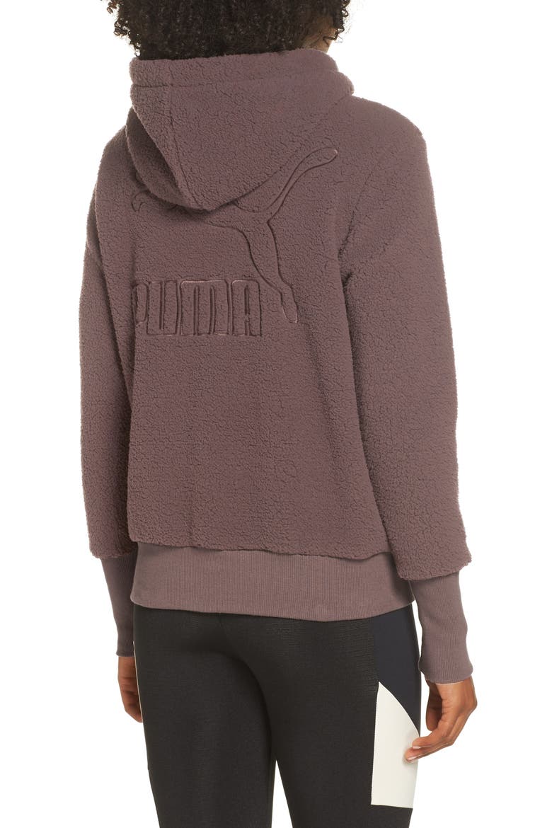 Downtown Fleece Hoodie, Alternate, color, PEPPERCORN