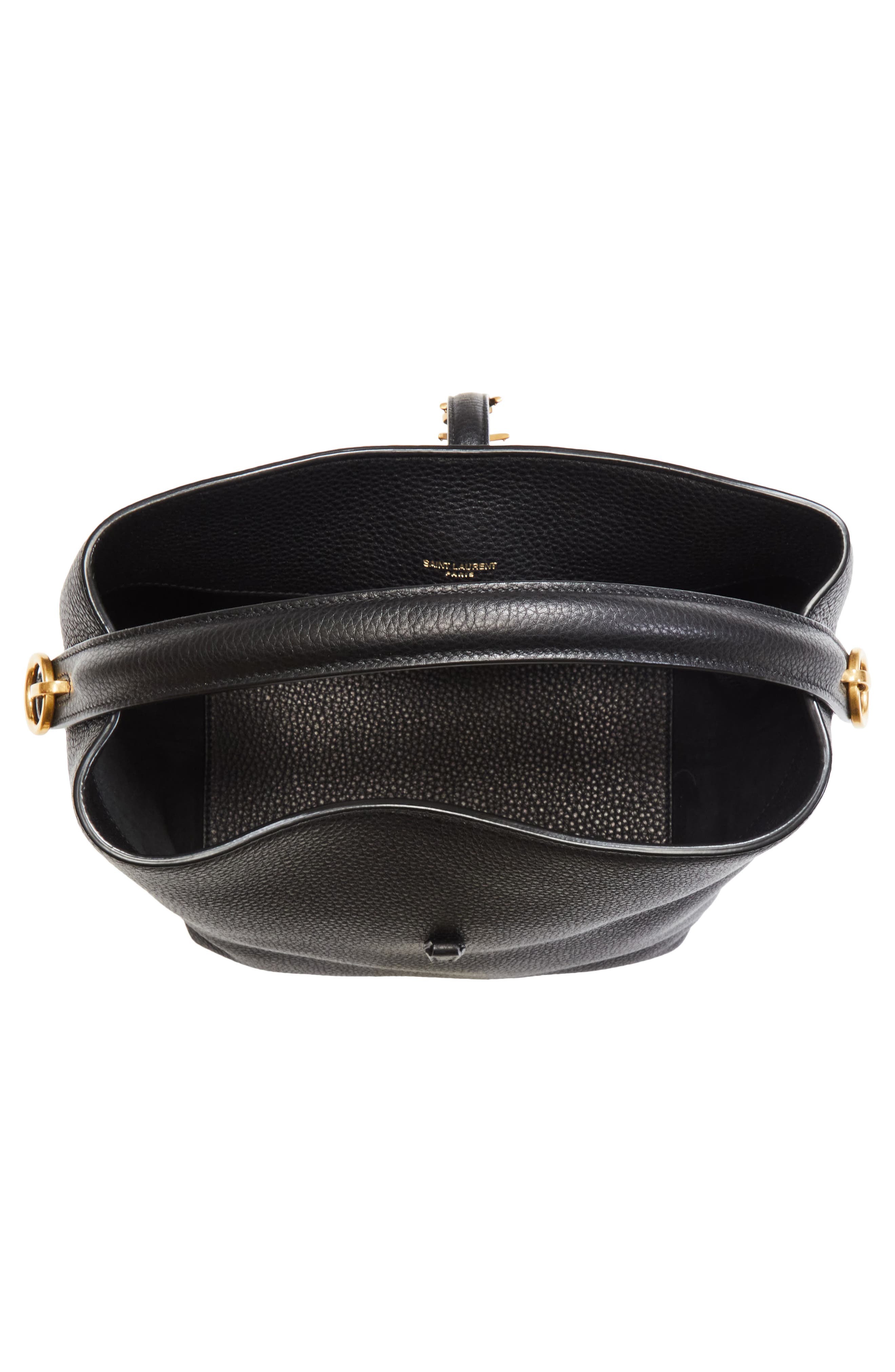 Saint Laurent Le 37 Supple Leather Bucket Bag, Alternate, color, Noir