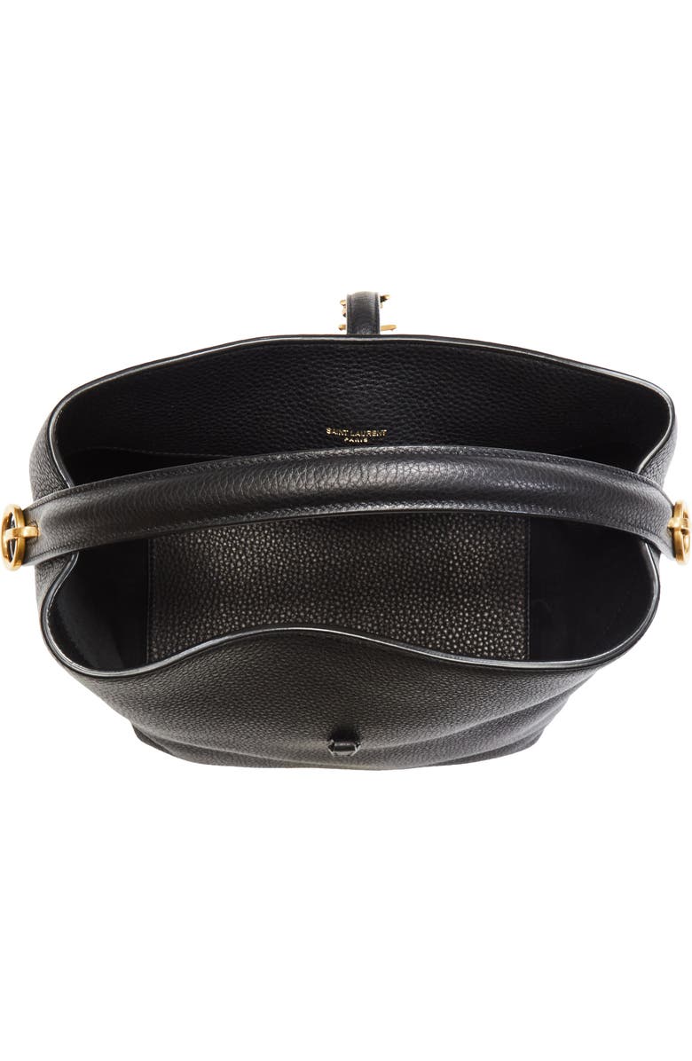 Saint Laurent Le 37 Supple Leather Bucket Bag, Alternate, color, Noir