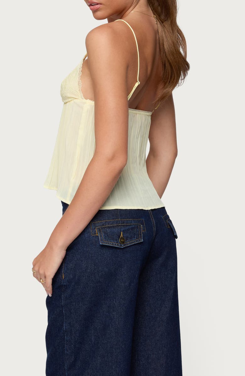 EDIKTED Rhian Lace Pleated Camisole, Alternate, color, Yellow
