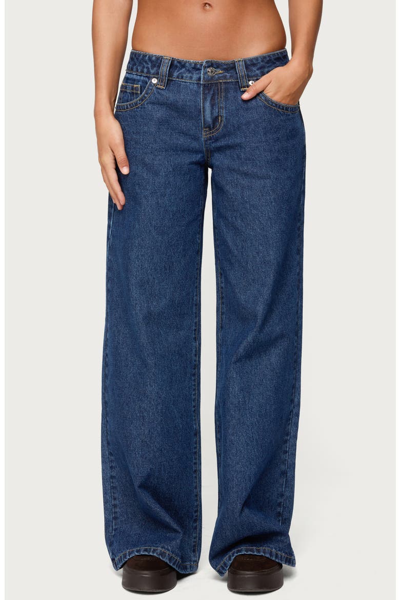 Raiyne Low Rise Wide Leg Jeans, Main, color, DARK-BLUE