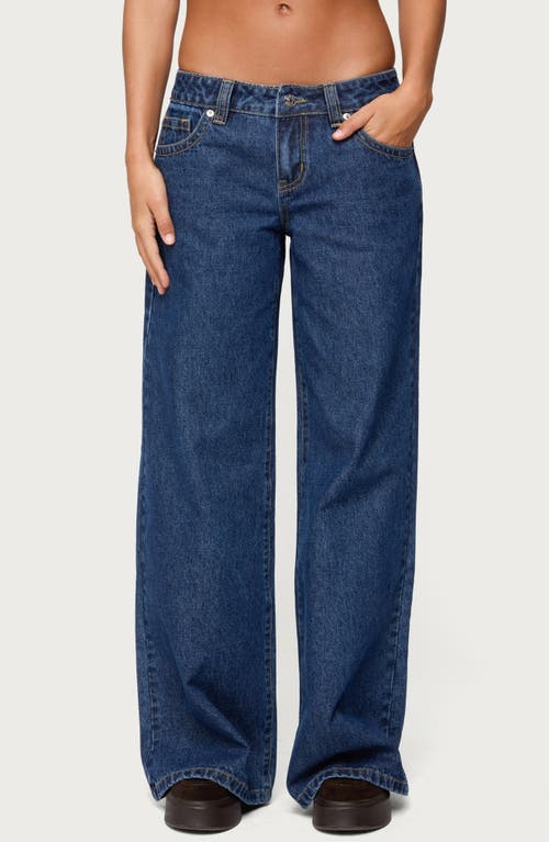 Edikted Raiyne Low Rise Wide Leg Jeans In Blue