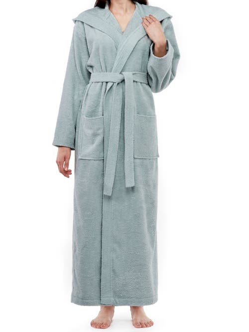 Arus Cotton Full Length Hooded Bathrobe In Green
