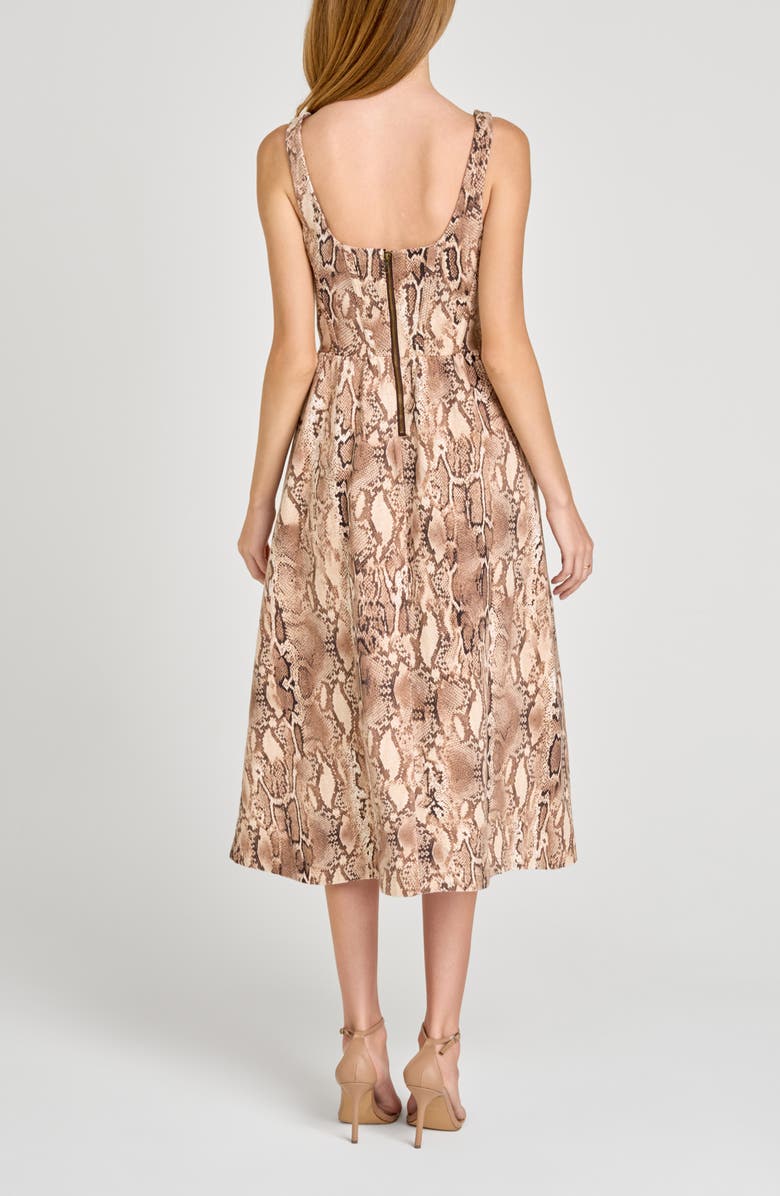 WAYF Savanna Snakeskin Print A-Line Dress, Alternate, color, Brown Snake