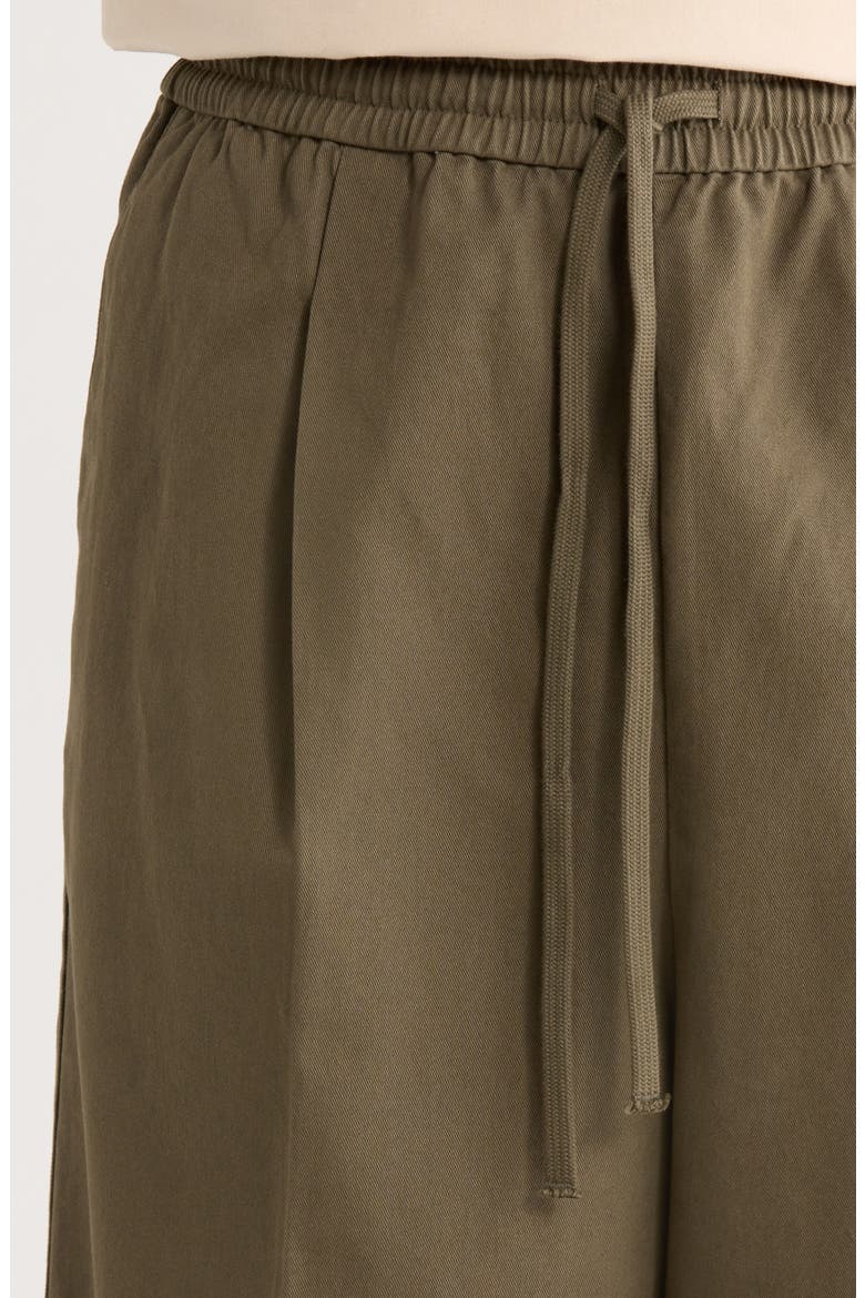 Pleat Front Drawstring Cotton Twill Pants, Alternate, color, MOSS