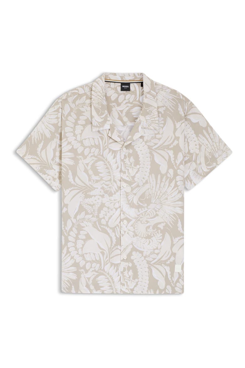 Beach Print Camp Shirt, Alternate, color, LIGHT BEIGE