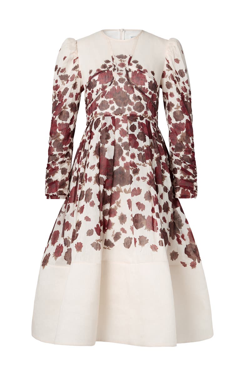 Malina Leoni Silk Blend Midi Dress, Alternate, color, Wine Peony