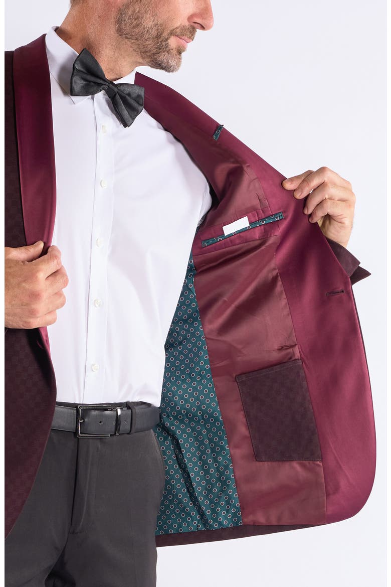 Jacquard Evening Jacket, Alternate, color, BURGUNDY
