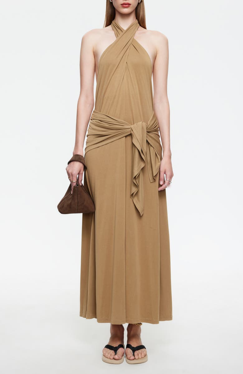 LIONESS Heavenly Maxi Halter Dress, Main, color, Topaz