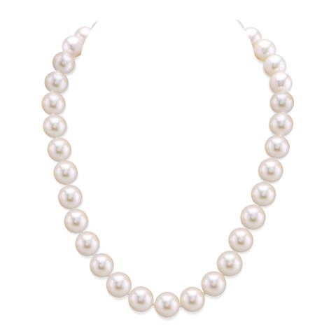 10.5-11.5mm White Freshwater Pearl Necklace - Premier AAAA Quality