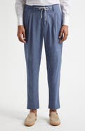 Eleventy Pleated Drawstring Waist Wool Blend Pants
