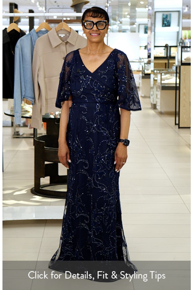 Alex Embellished Flutter Sleeve Gown video