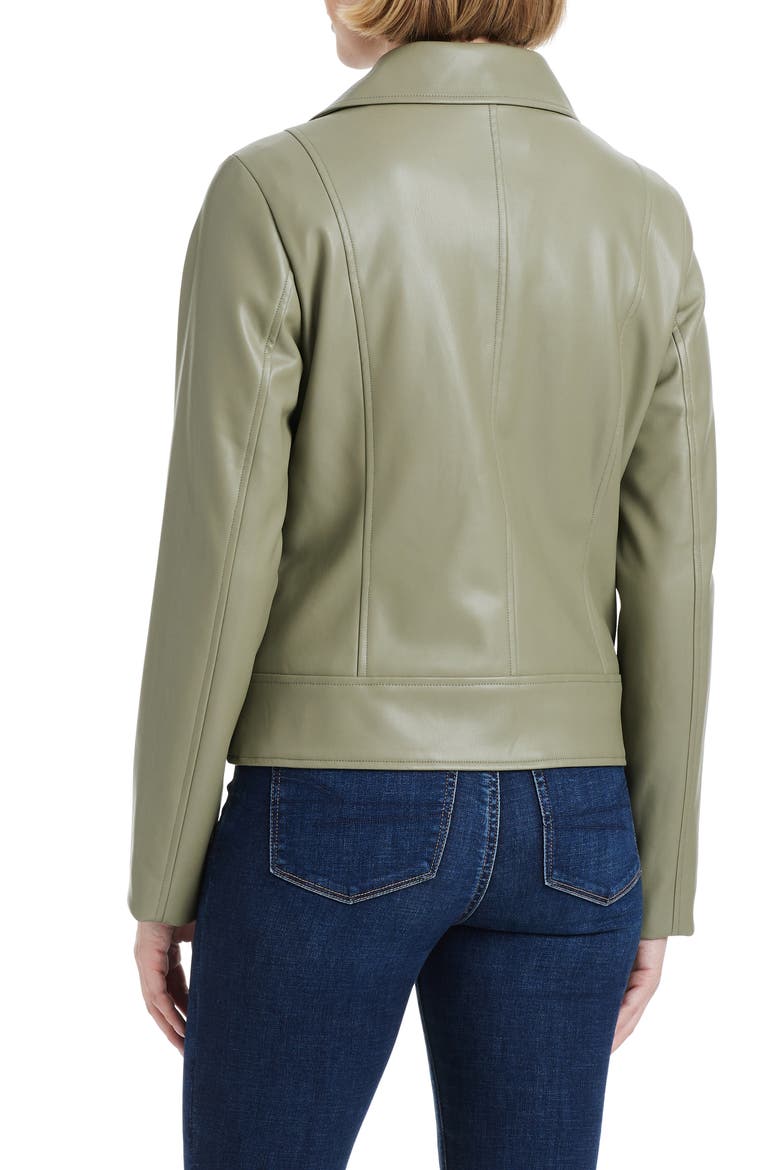 Asymmetric Zip Faux Leather Jacket, Alternate, color, SAGE