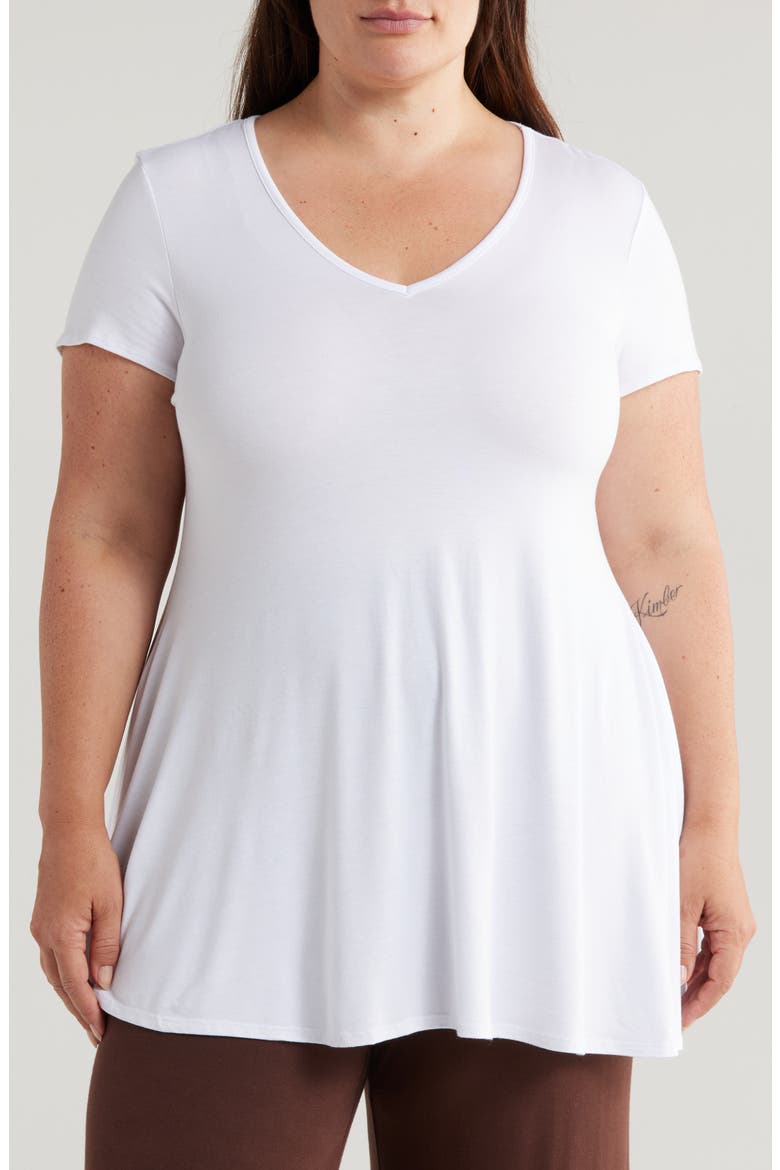 V-Neck Jersey Swing Top, Main, color, WHITE