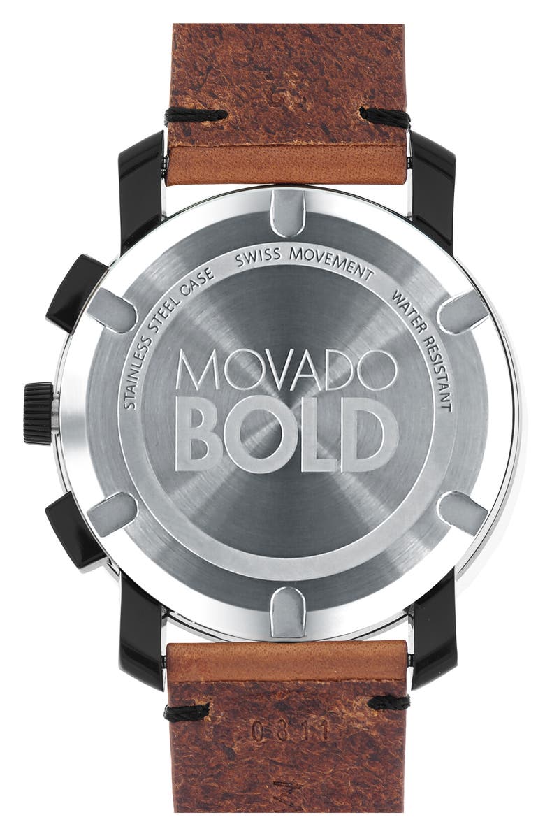 Movado Men's Bold Leather Strap Watch, 43mm, Alternate, color, 
