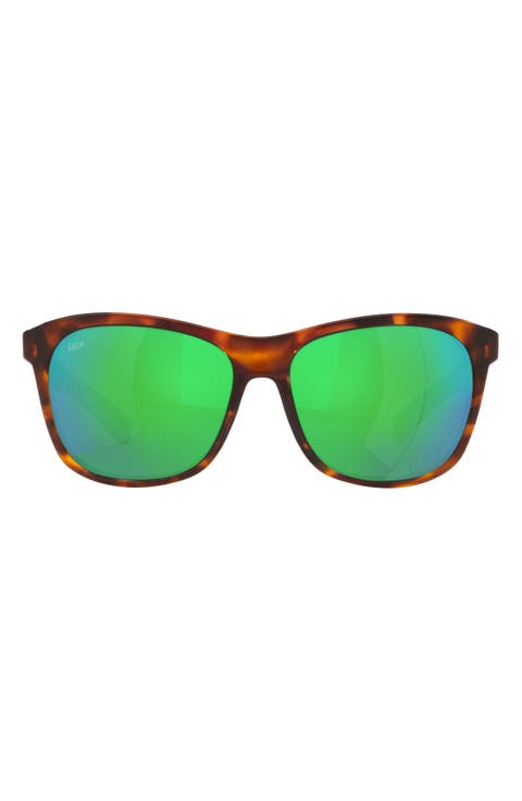 56mm Polarized Rectangle Sunglasses