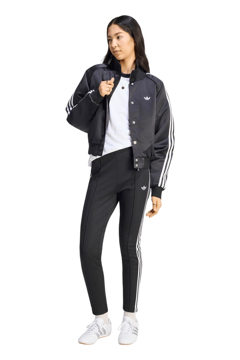 SST Satin Bomber Jacket, Alternate, color, BLACK/ WHITE/ GREY THREE/