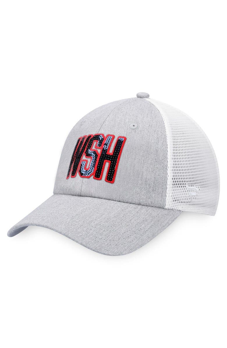 FANATICS Women's  Fanatics Branded Heather Gray/White Washington Capitals Iconic Glimmer Trucker Snapback Hat, Alternate, color, 