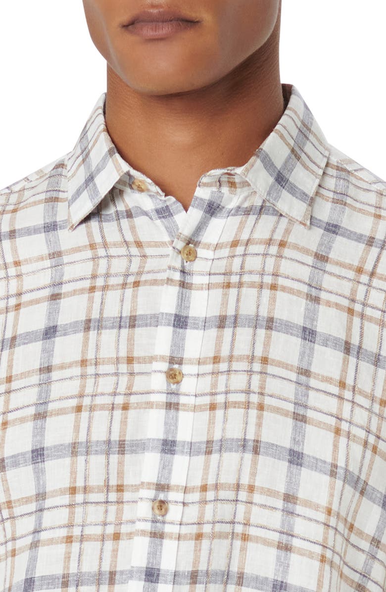 Julian Shaped Fit Plaid Linen Button-Up Shirt