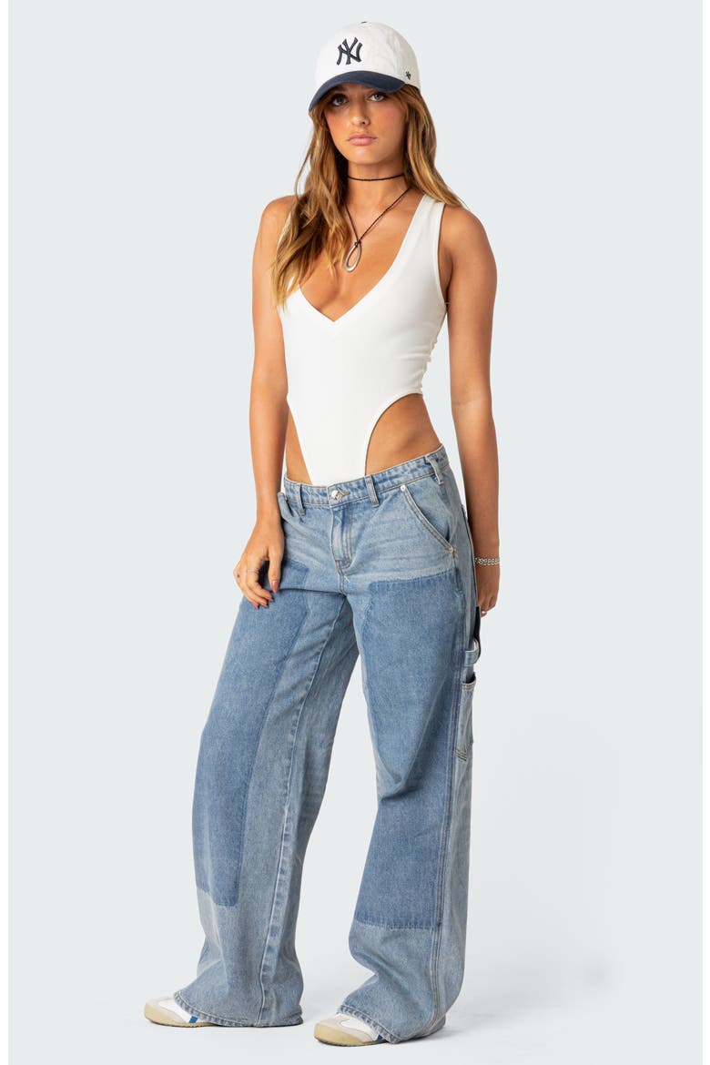 High Cut Rib Tank Bodysuit, Alternate, color, WHITE