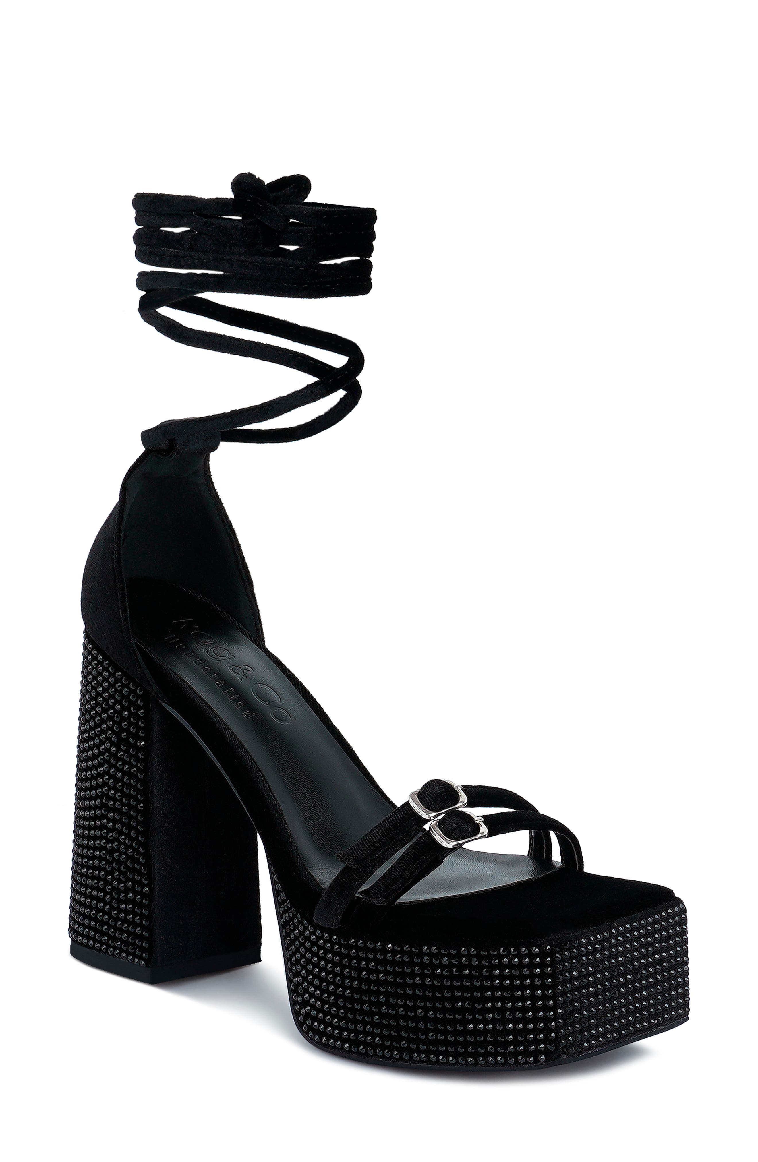 Rag & Co Firecrown Ankle Wrap Platform Sandal, Main, color, 