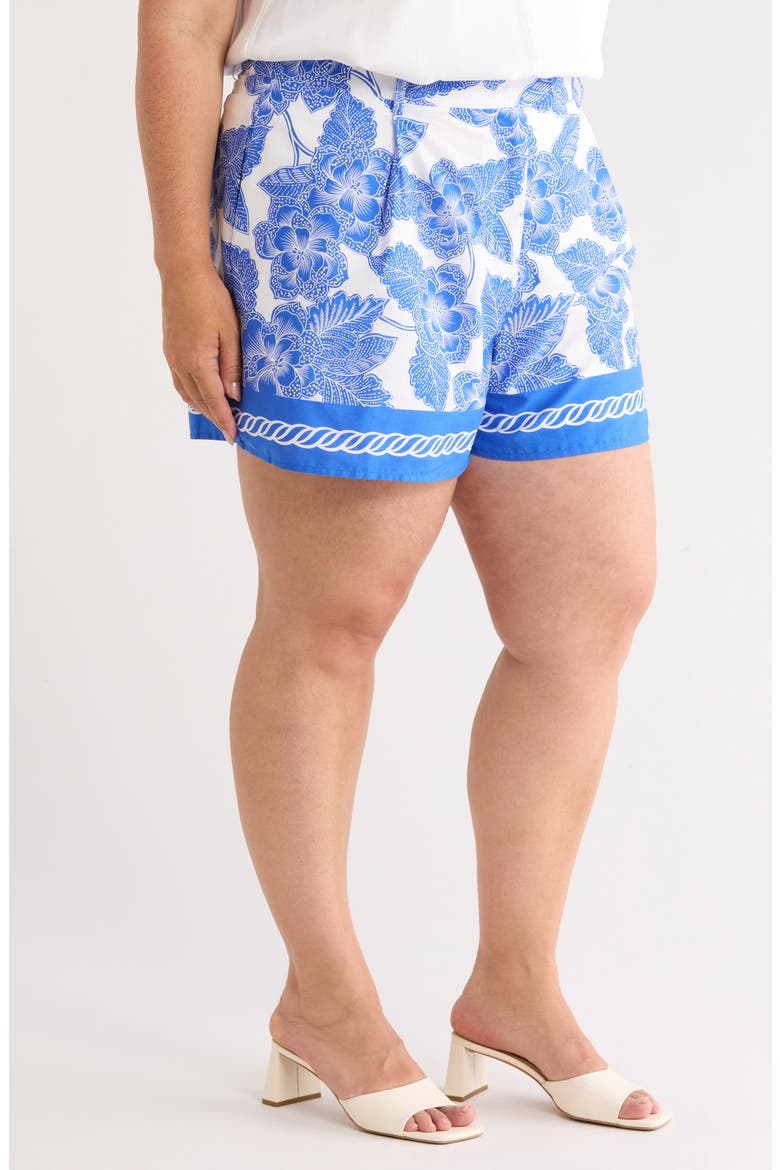 Rency Floral Arvery Pleated Shorts, Alternate, color, WHITE BLUES