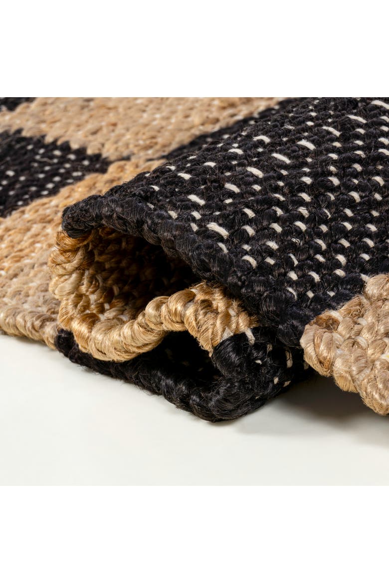 Theo Modern Farmhouse Woven Jute Checkerboard Area Rug, Alternate, color, Natural/Black