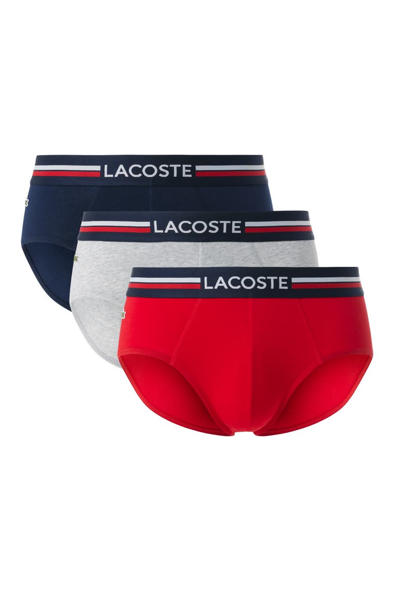 Assorted 3-Pack Stretch Cotton Briefs, Alternate, color, NAVY BLUE/ SILVER CHINE/ RED