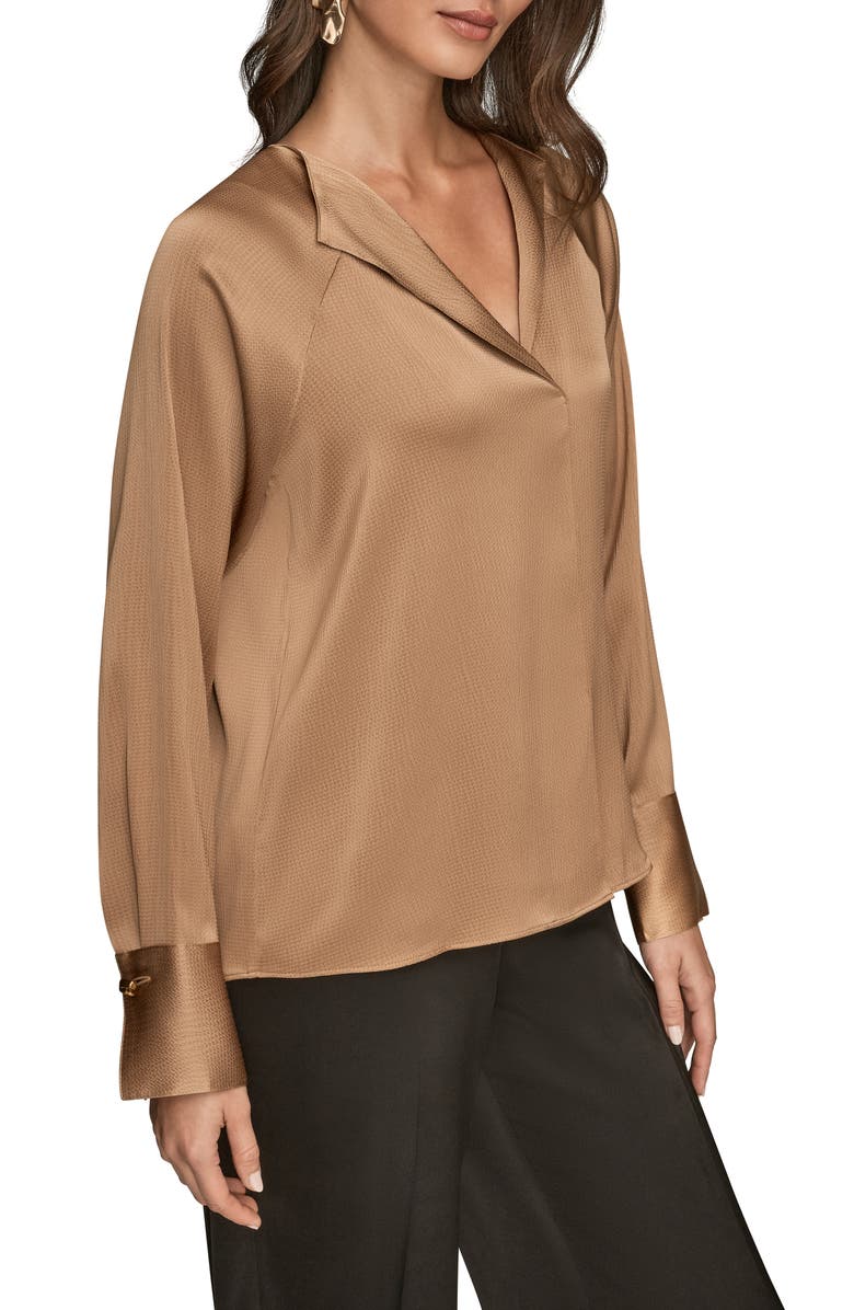 Donna Karan New York Hammered Satin Top, Alternate, color, Fawn