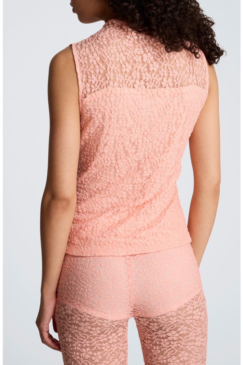 Stretch Lace Overlay Sleeveless Top, Alternate, color, SOFT PEACH