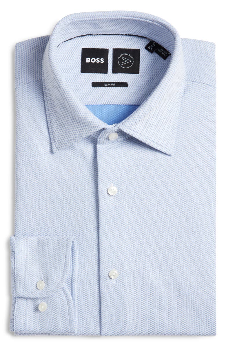 BOSS Hank Kent Performance Twill Dress Shirt, Main, color, Light/ Pastel Blue