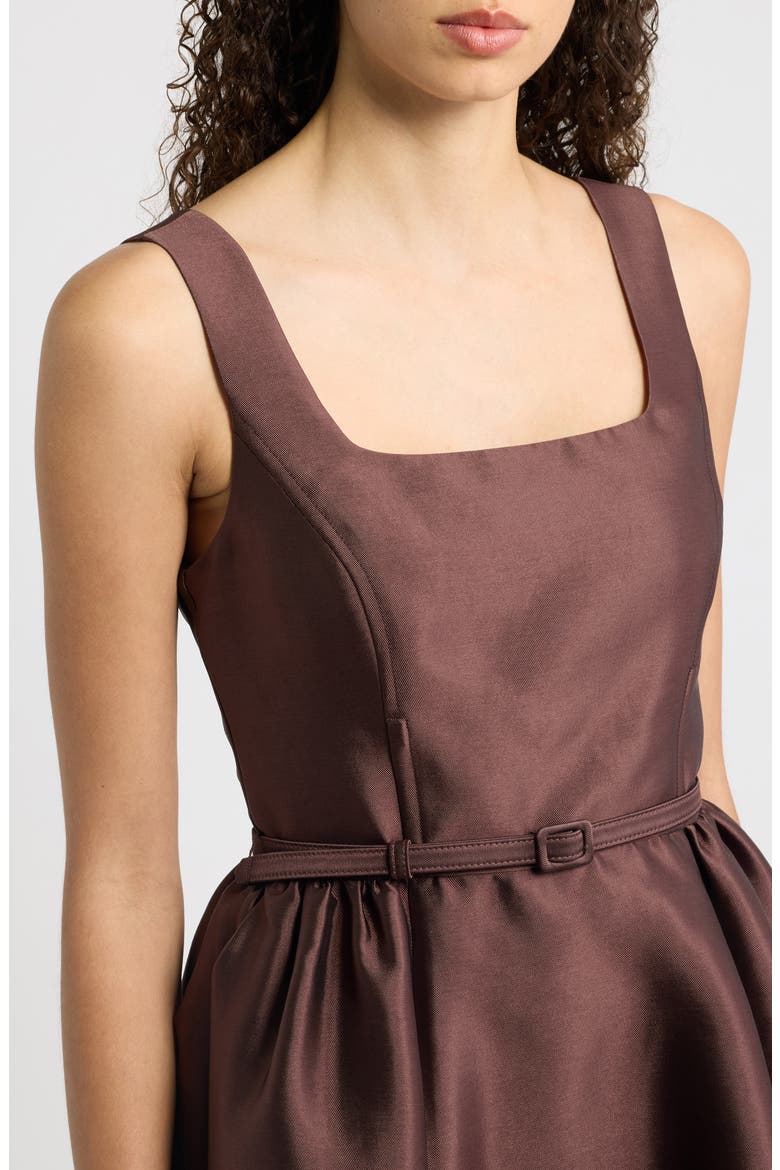 Belted Fit & Flare Gown, Alternate, color, BROWN