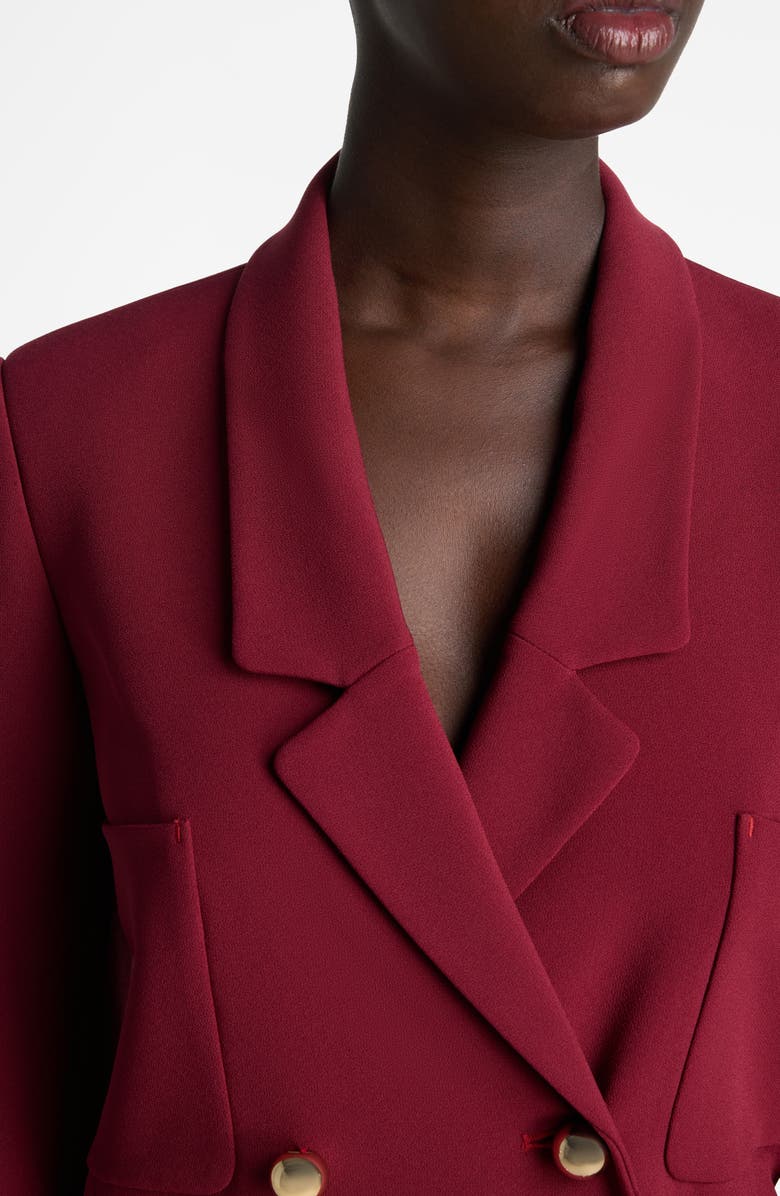 ST. JOHN Double Breasted Stretch Cady Blazer, Alternate, color, Raspberry