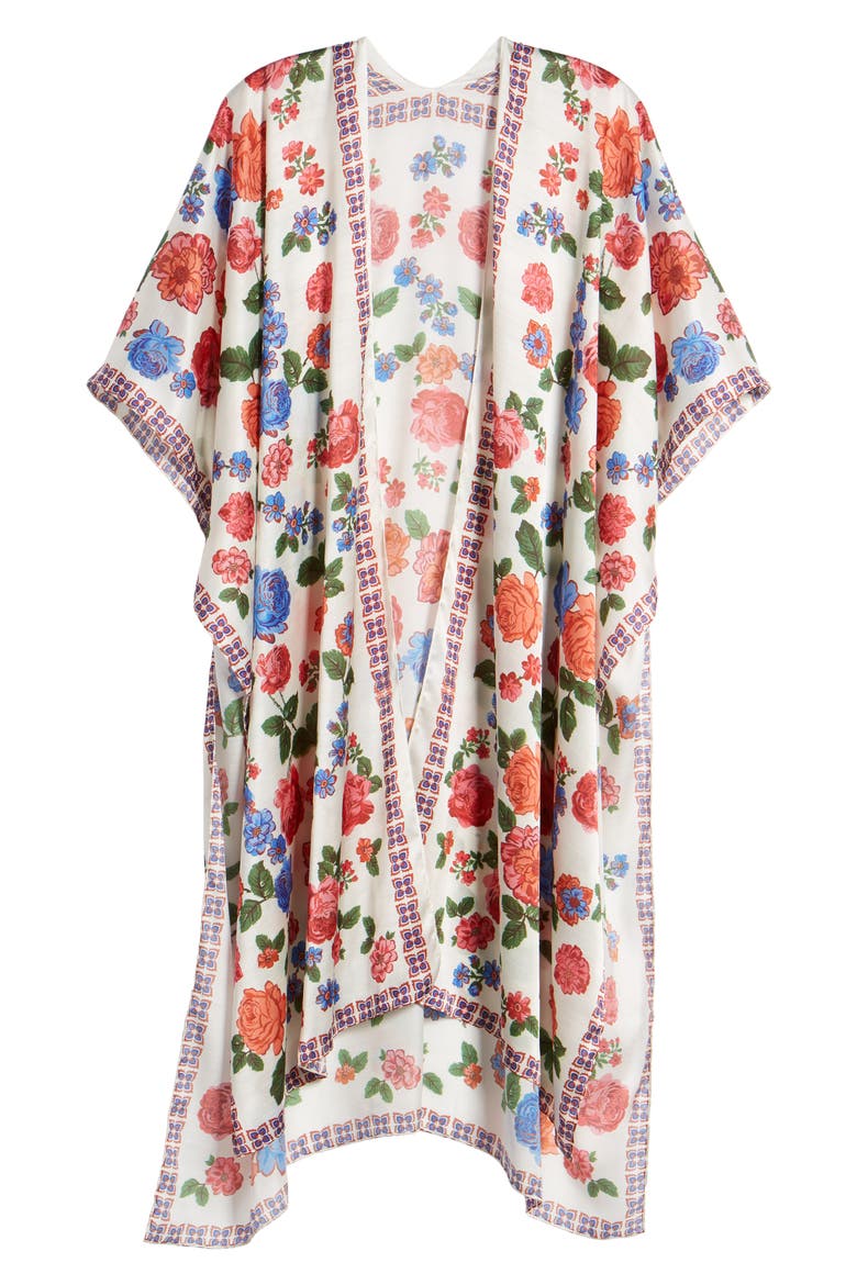 Floral Maxi Ruana, Alternate, color, IVORY