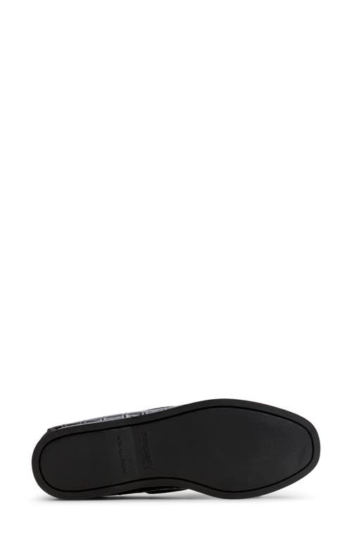 Sperry Authentic Original Two-eye Boat Shoe In Black Croco Leather Emb Croco