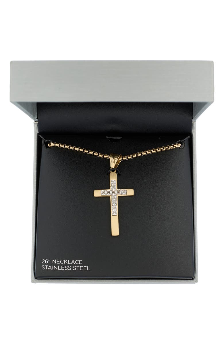 AMERICAN EXCHANGE Men's Crystal Cross Pendant Necklace, Alternate, color, Gold