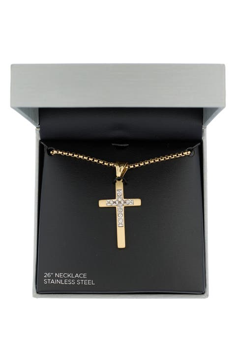 Men's Crystal Cross Pendant Necklace