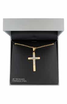 AMERICAN EXCHANGE Men's Crystal Cross Pendant Necklace