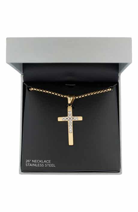 AMERICAN EXCHANGE Men's Crystal Cross Pendant Necklace